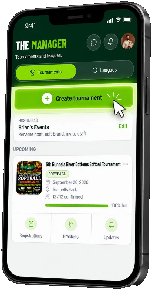 Create tournament screen in The Rooster manager app