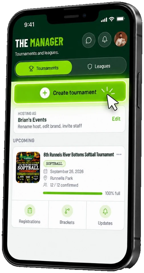 Create tournament screen in The Rooster